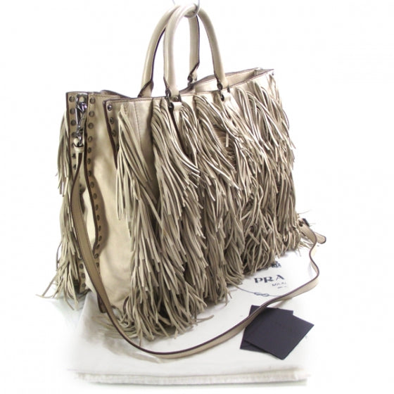 Prada Nappa Fringe Tote Cera 3 of 11