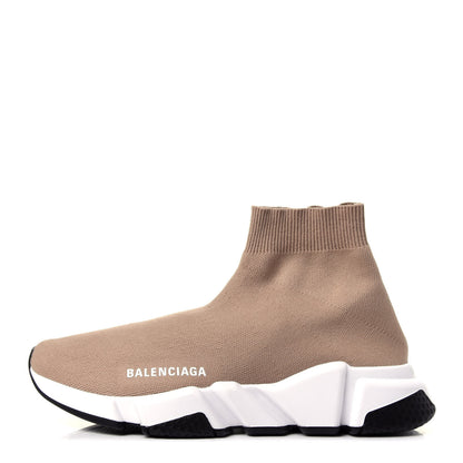 Balenciaga Neoprene Knit Bi-Color Sole Womens Speed Sneakers 38 Beige White Black 1 of 11