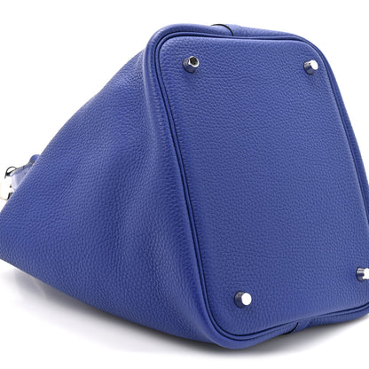 Hermes Taurillon Clemence Matte Alligator Picotin Lock Touch 22 MM Bleu Electrique 9 of 9