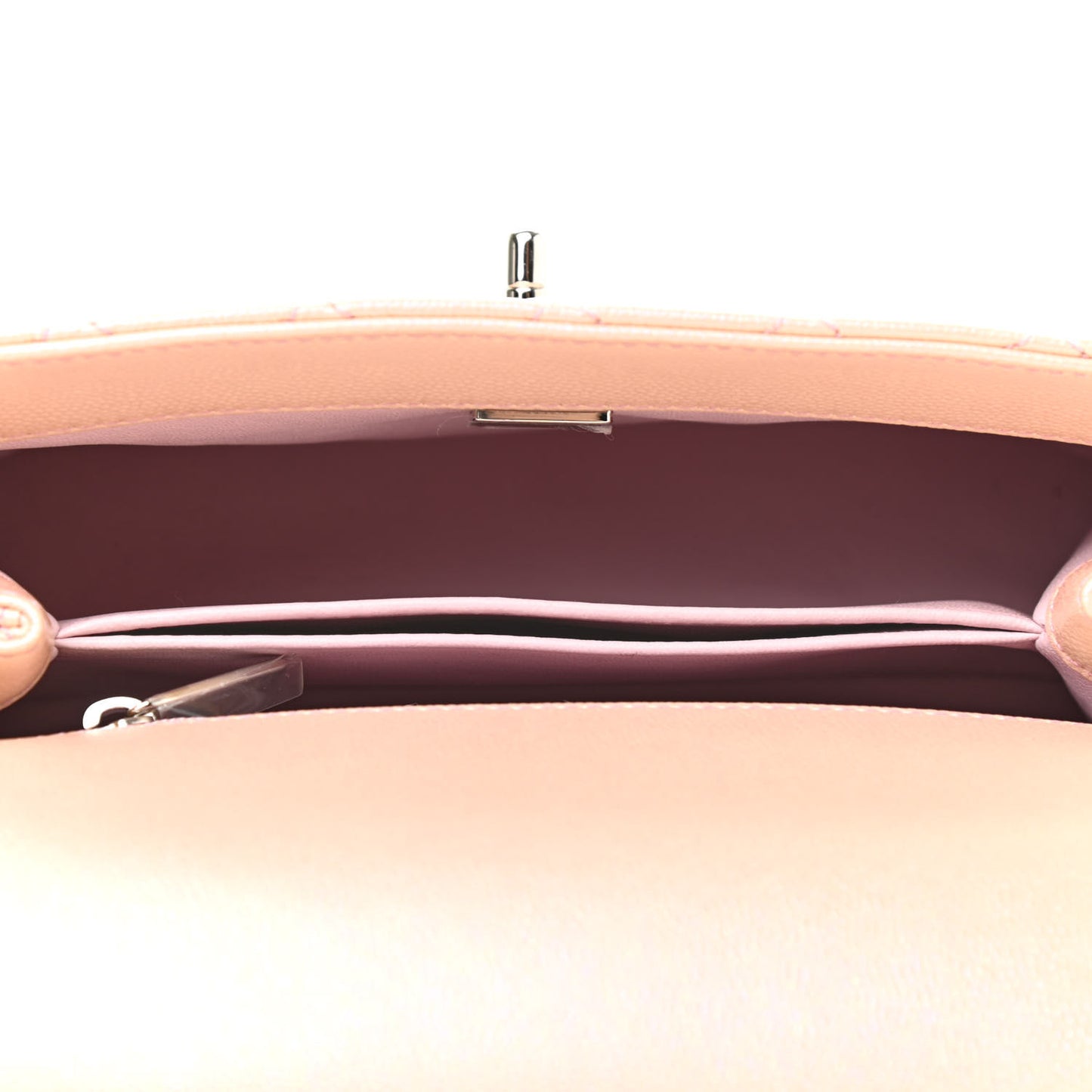 Iridescent Caviar Quilted Mini Coco Handle Flap Pink