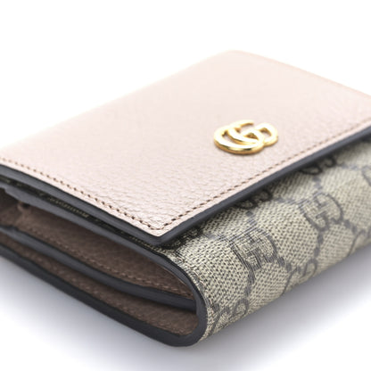 Gucci Dollar Calfskin GG Supreme Monogram Medium GG Marmont Card Case Porcelain Rose Beige Ebony 8 of 10