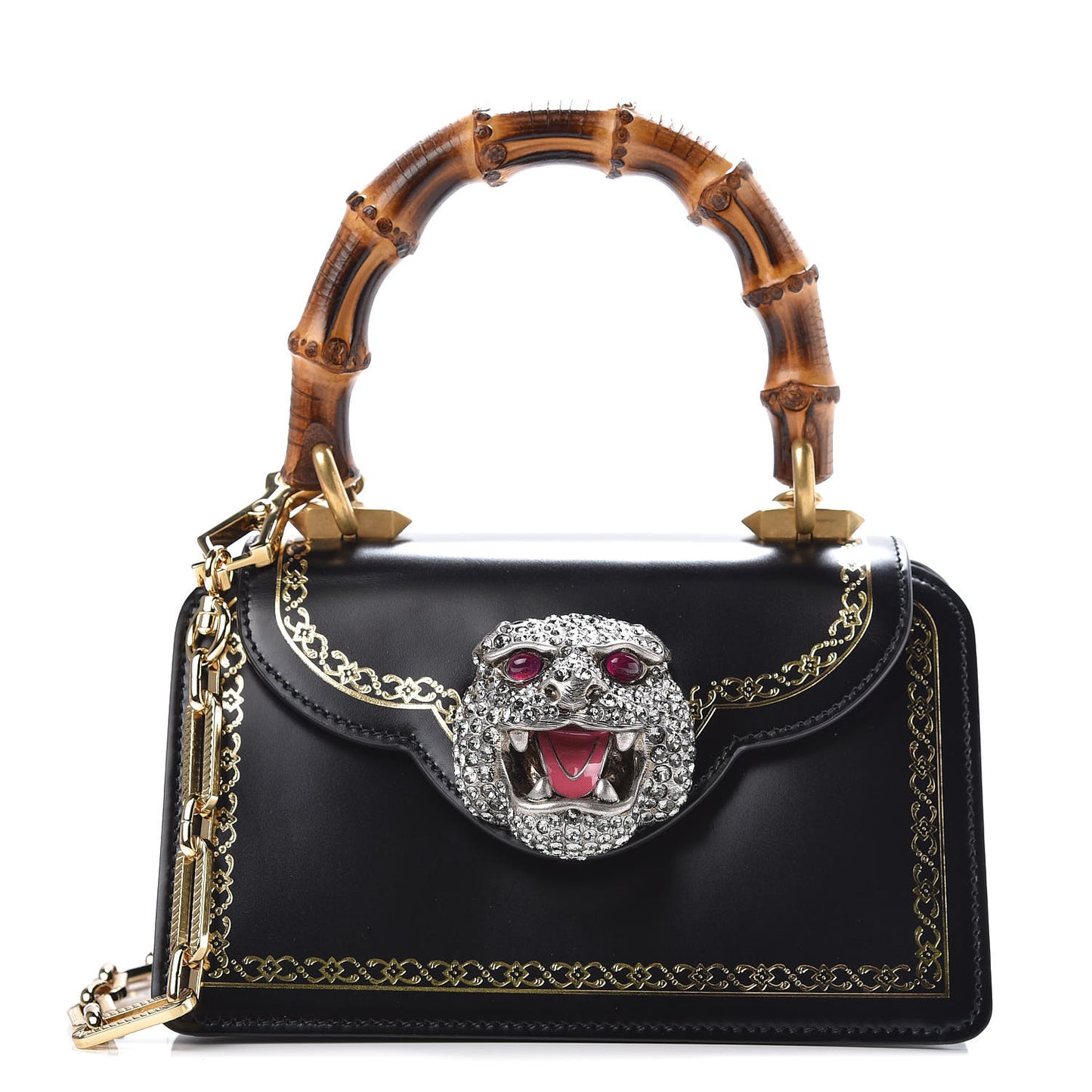 Calfskin Bamboo Mini Thiara Top Handle Bag Black