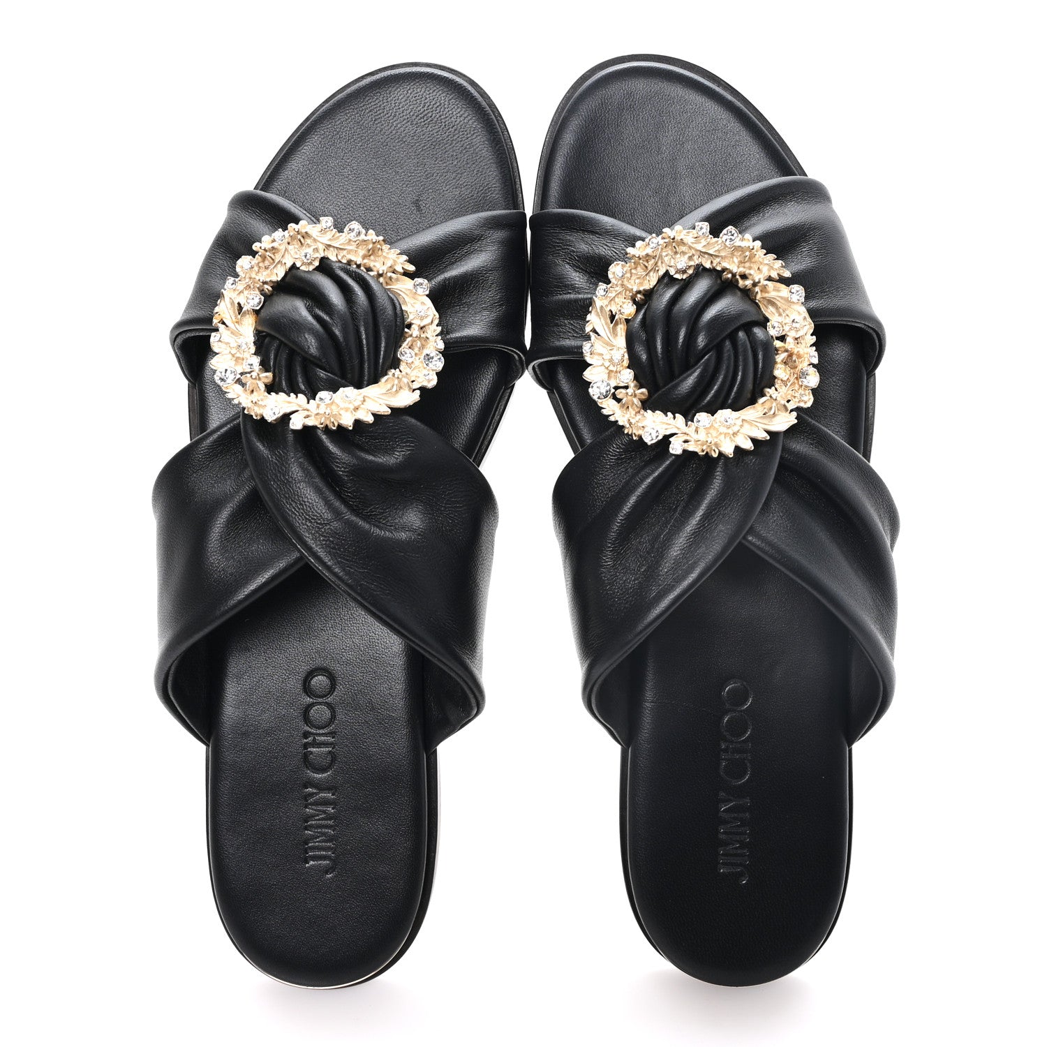 Jimmy Choo Crystal Nappa Neda Slide Sandals 39 Black 2 of 9