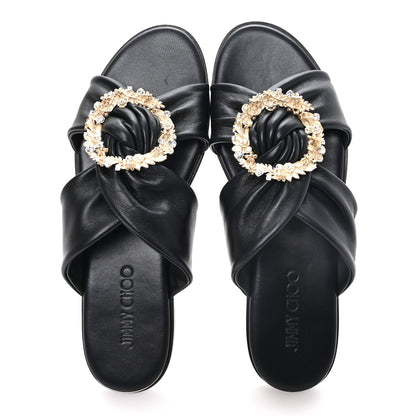 Jimmy Choo Crystal Nappa Neda Slide Sandals 39 Black 2 of 9