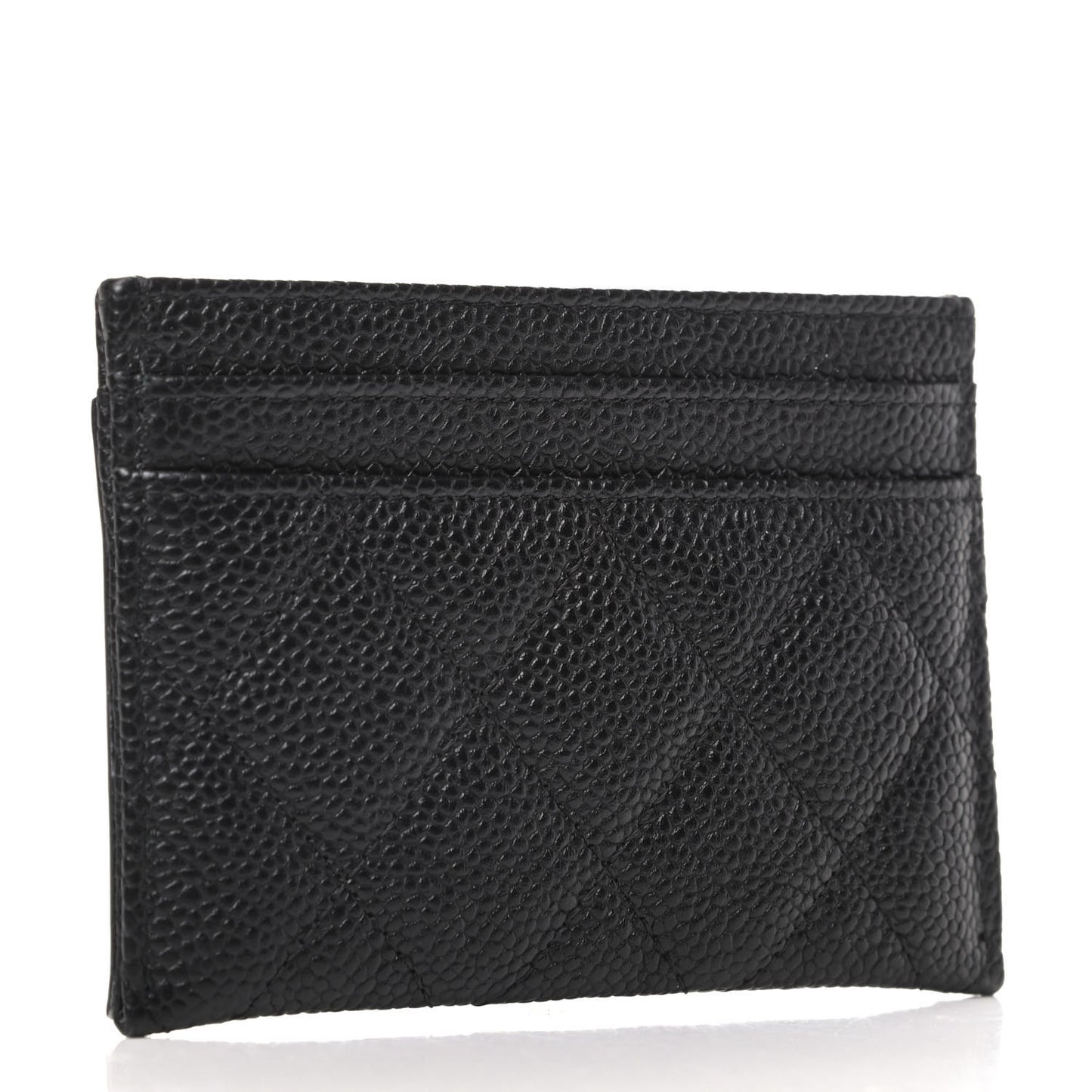 Caviar Quilted Filigree Card Holder Black