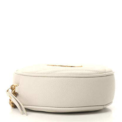 Saint Laurent Grain De Poudre Matelasse Chevron Quilted Round Vinyle Camera Bag Crema Soft 4 of 9