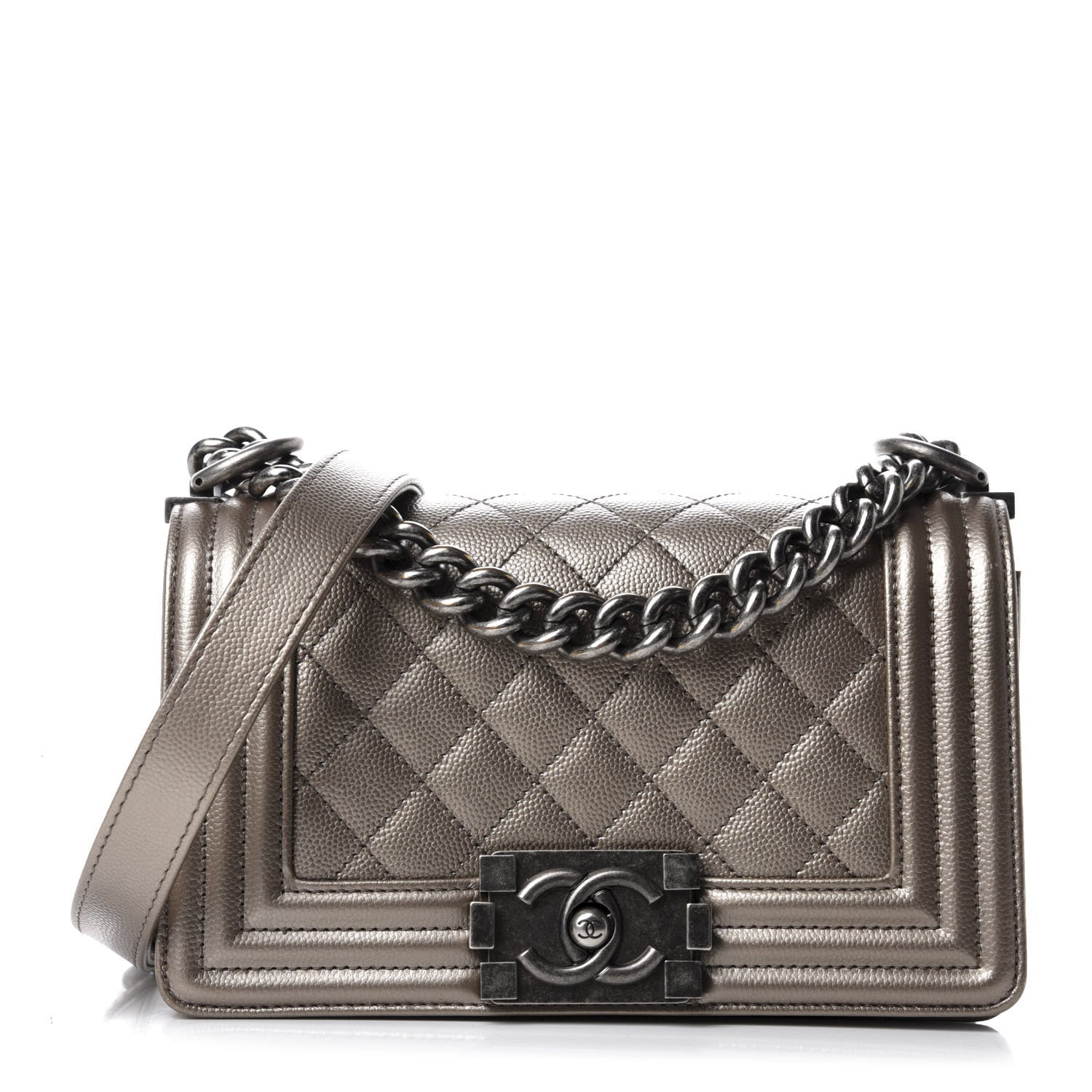 Chanel Metallic Caviar Quilted Small Boy Flap Bronze 1 of 10