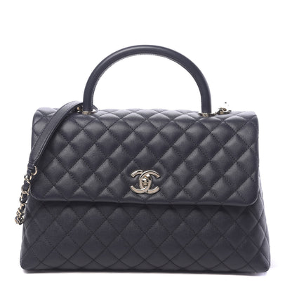 Chanel Caviar Quilted Medium Coco Handle Flap Navy Blue 1 of 11