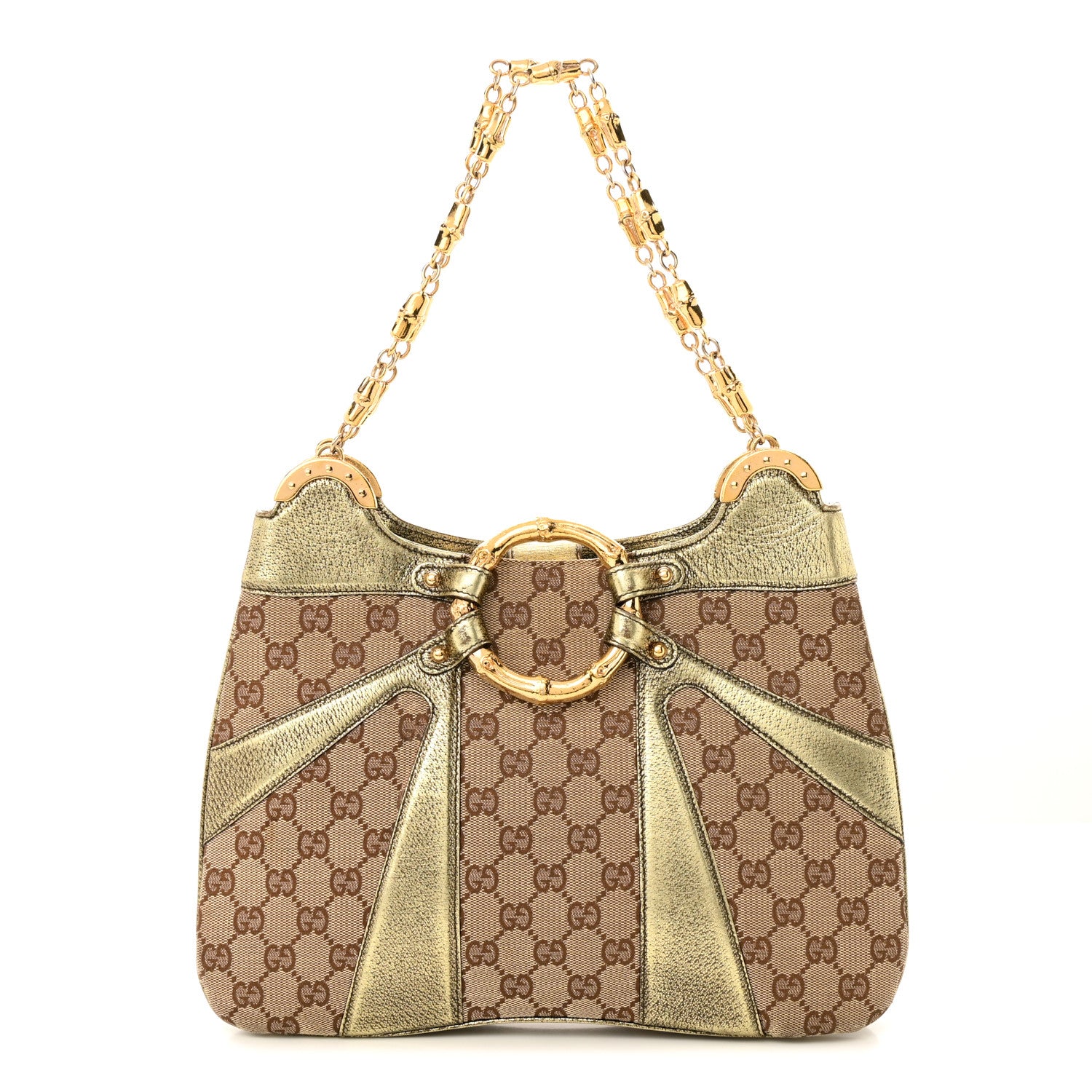 Gucci Monogram Bamboo Chain Tom Ford Shoulder Bag Metallic 1 of 12