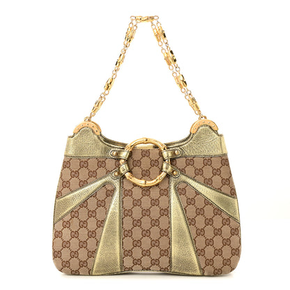 Gucci Monogram Bamboo Chain Tom Ford Shoulder Bag Metallic 1 of 12