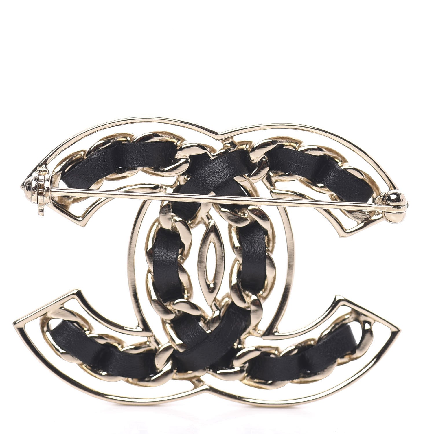 Chanel Lambskin Chain CC Brooch Black Gold 3 of 5