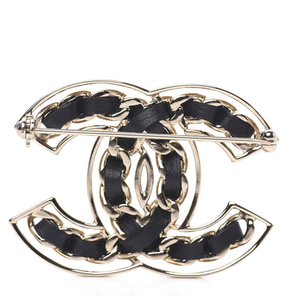 Chanel Lambskin Chain CC Brooch Black Gold 3 of 5