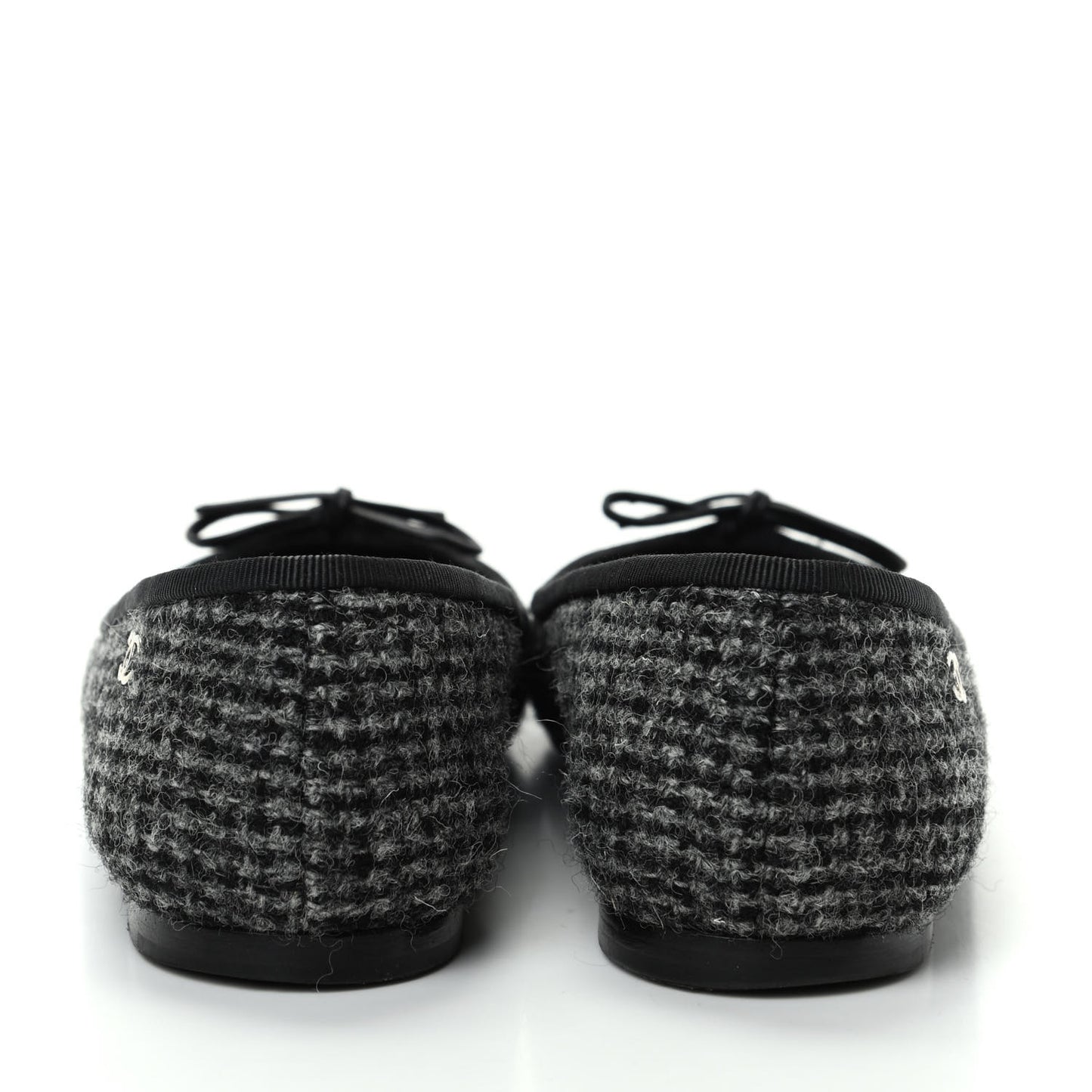 Tweed Cap Toe Ballerina Flats 36 Black Grey