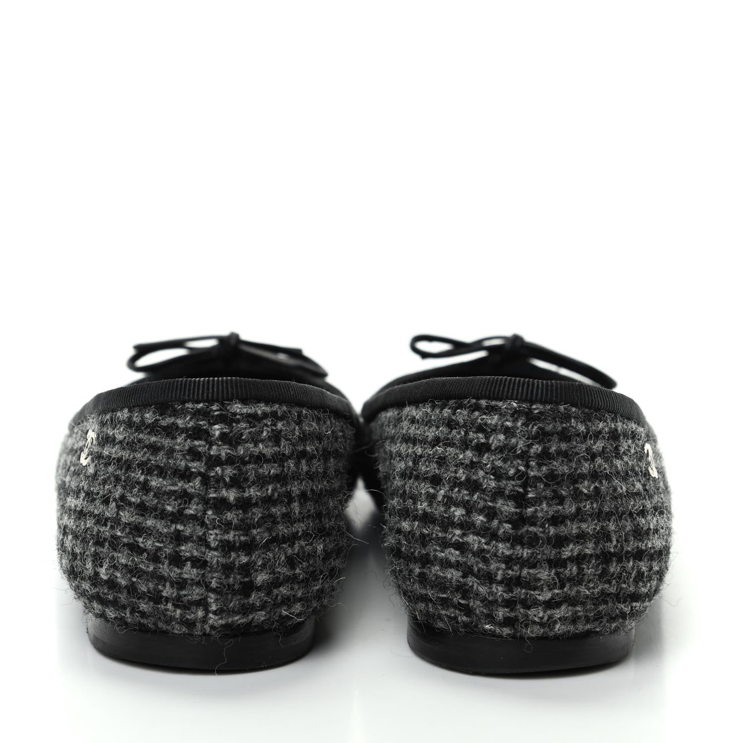 Chanel Tweed Cap Toe Ballerina Flats 36 Black Grey 7 of 11