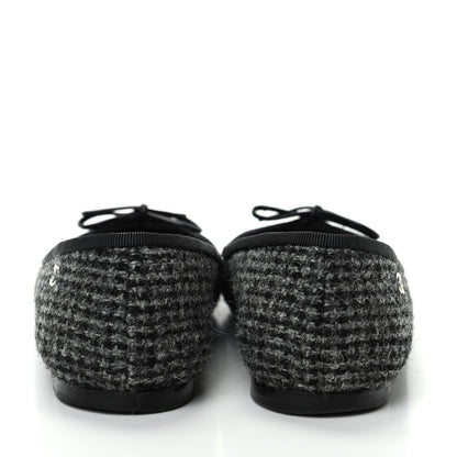 Chanel Tweed Cap Toe Ballerina Flats 36 Black Grey 7 of 11