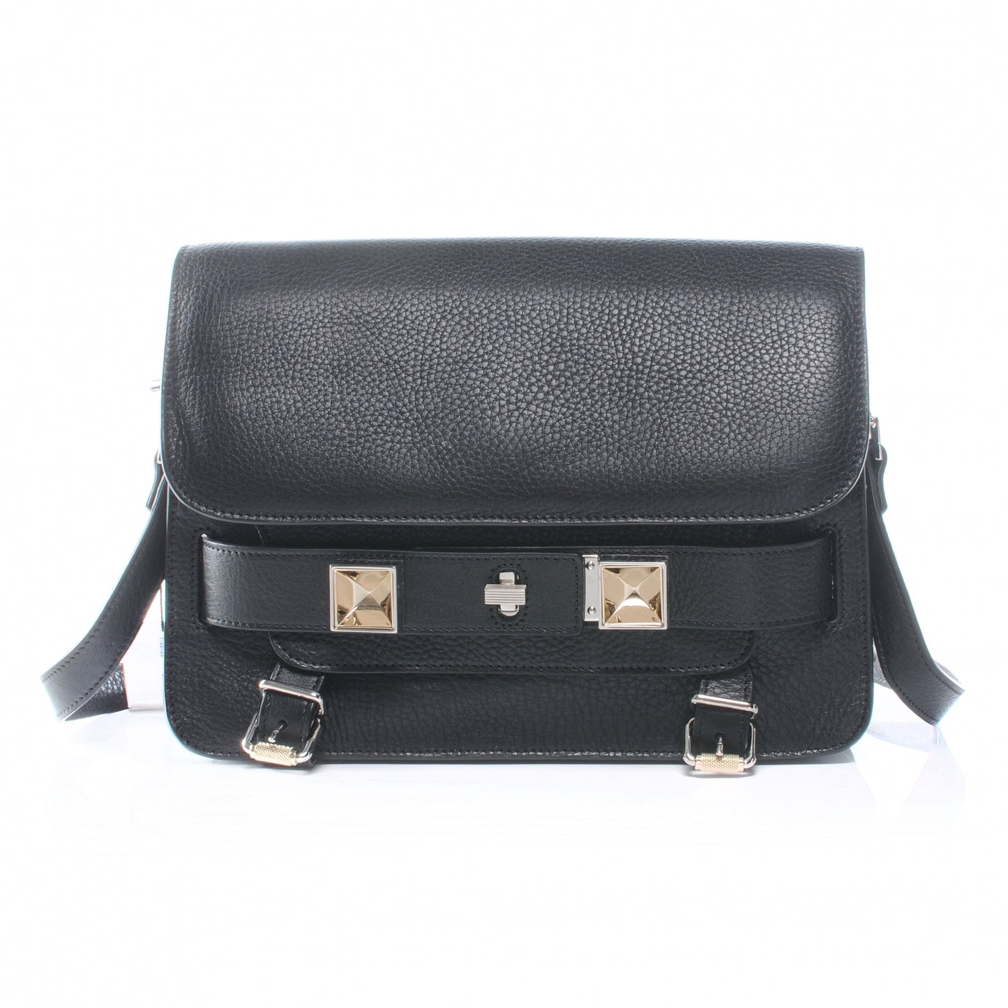 Textured Leather PS11 Shoulder Bag Black