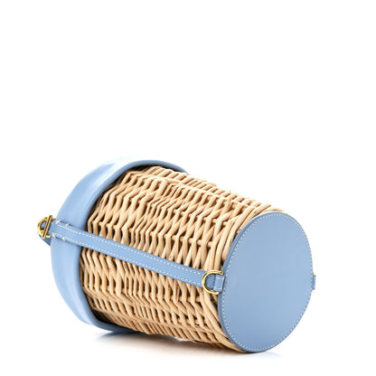 Jacquemus Wicker Calfskin Le Panier Seau Bucket Bag Blue 4 of 10