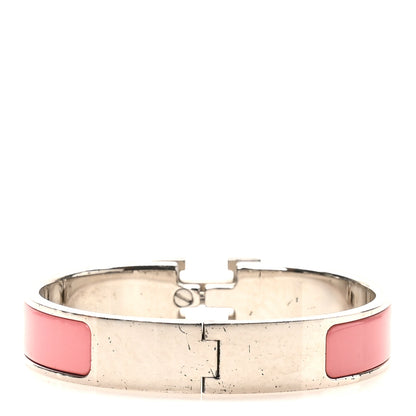 Hermes Enamel Narrow Clic Clac H Bracelet PM Rose Velours White 3 of 7