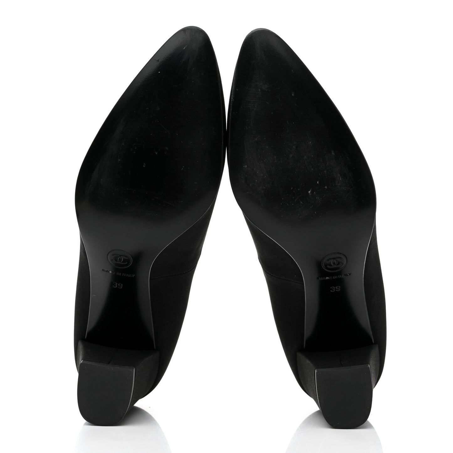 Crepe Satin Mary Jane Pumps 38 Black