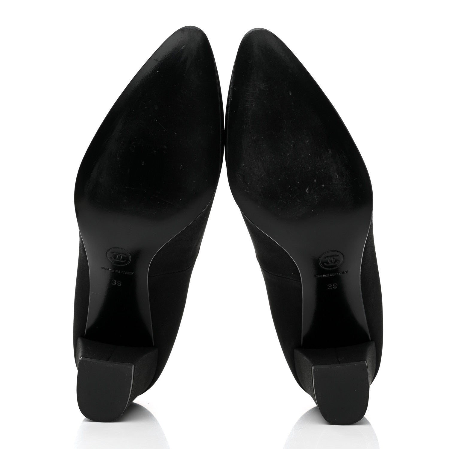 Chanel Crepe Satin Mary Jane Pumps 38 Black 5 of 11