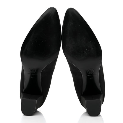 Chanel Crepe Satin Mary Jane Pumps 38 Black 5 of 11
