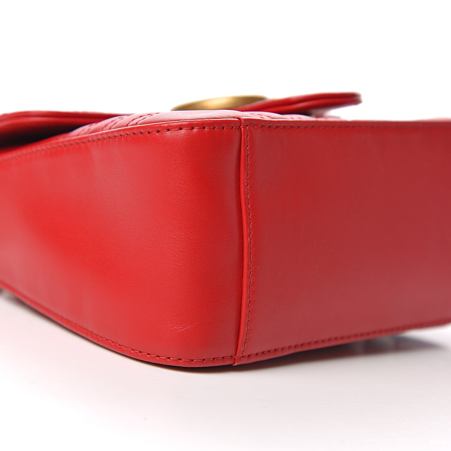 Gucci Calfskin Matelasse Mini GG Marmont Top Handle Shoulder Bag Hibiscus Red 8 of 12