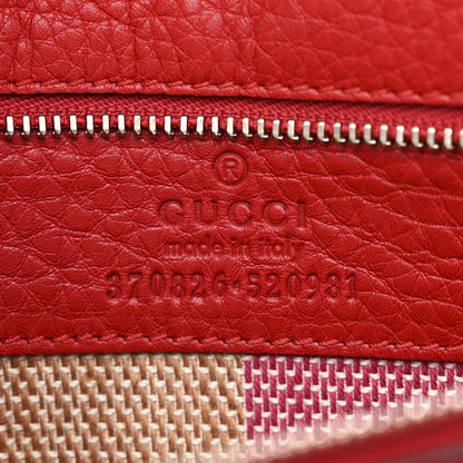 Gucci Pebbled Calfskin Medium Bamboo Daily Flap Shoulder Bag Red 6 of 11