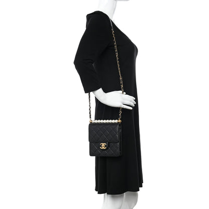 Chanel Lambskin Quilted Chic Pearls Flap Black 2 of 10