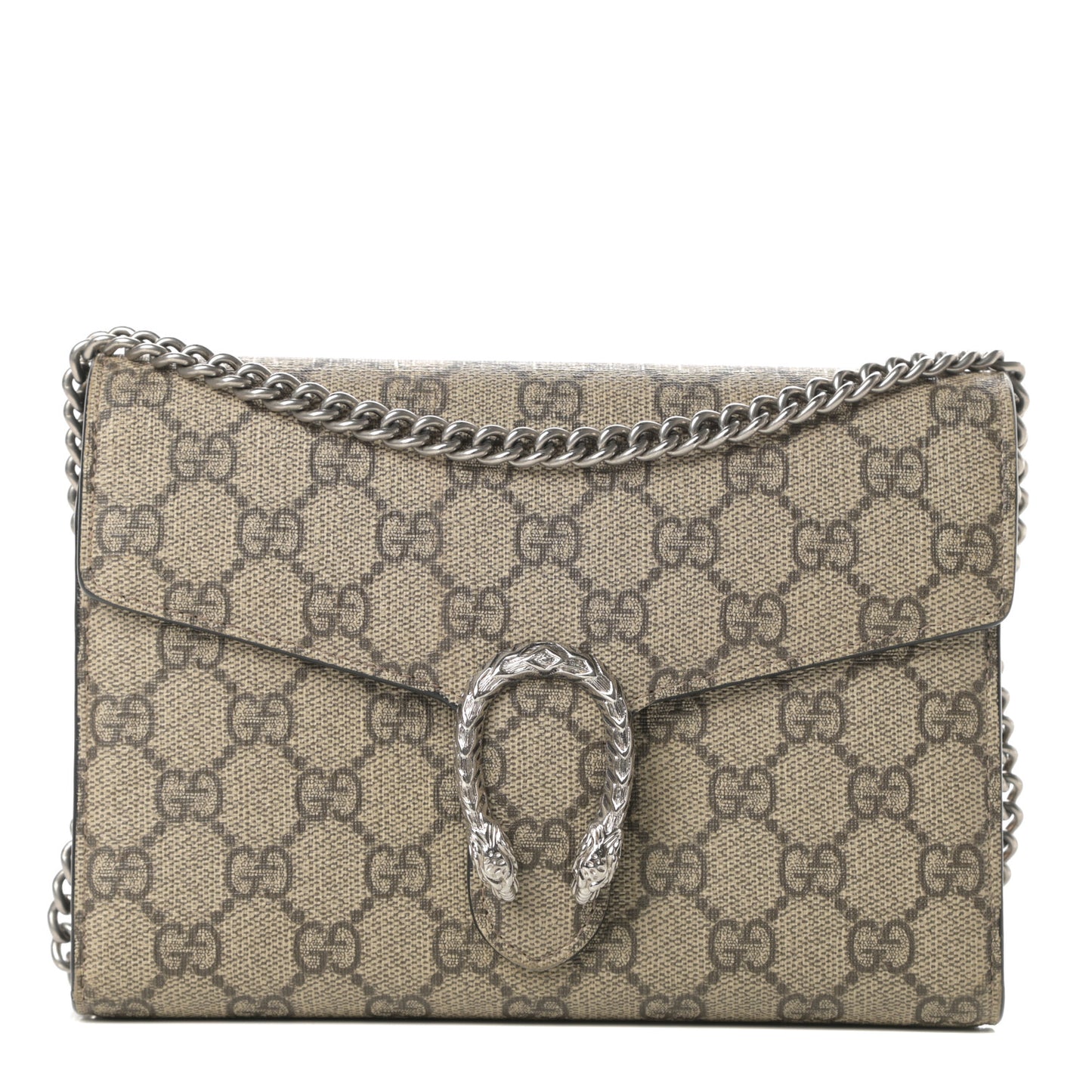 GG Supreme Monogram Mini Dionysus Chain Wallet Beige Black
