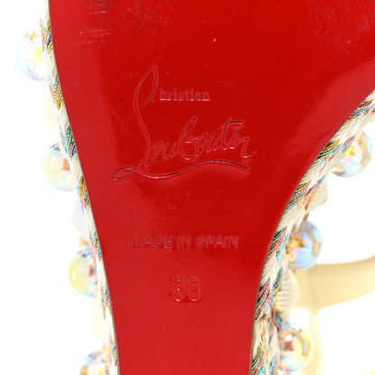Christian Louboutin Glitter Luminor Cataclou 120 Platform Sandals 38 Off White 7 of 16