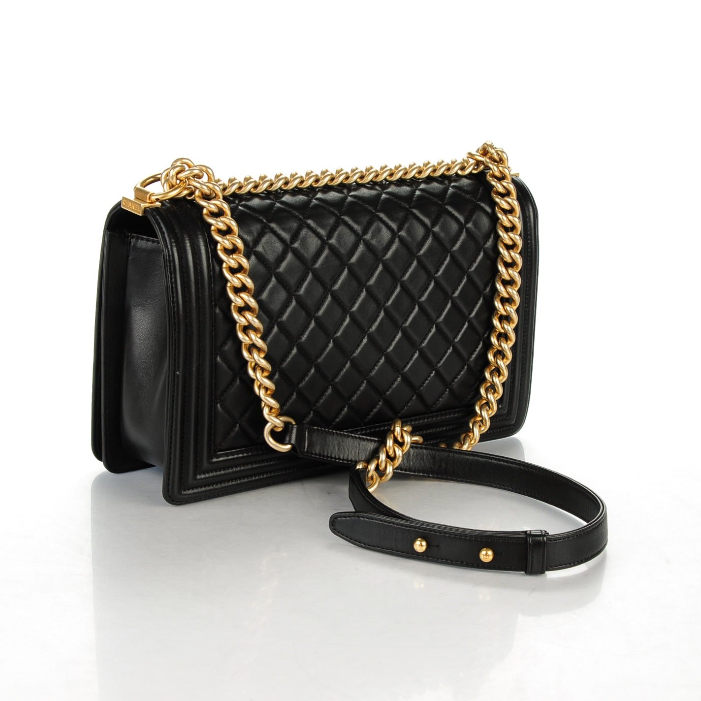 Lambskin Quilted New Medium Boy Flap Black