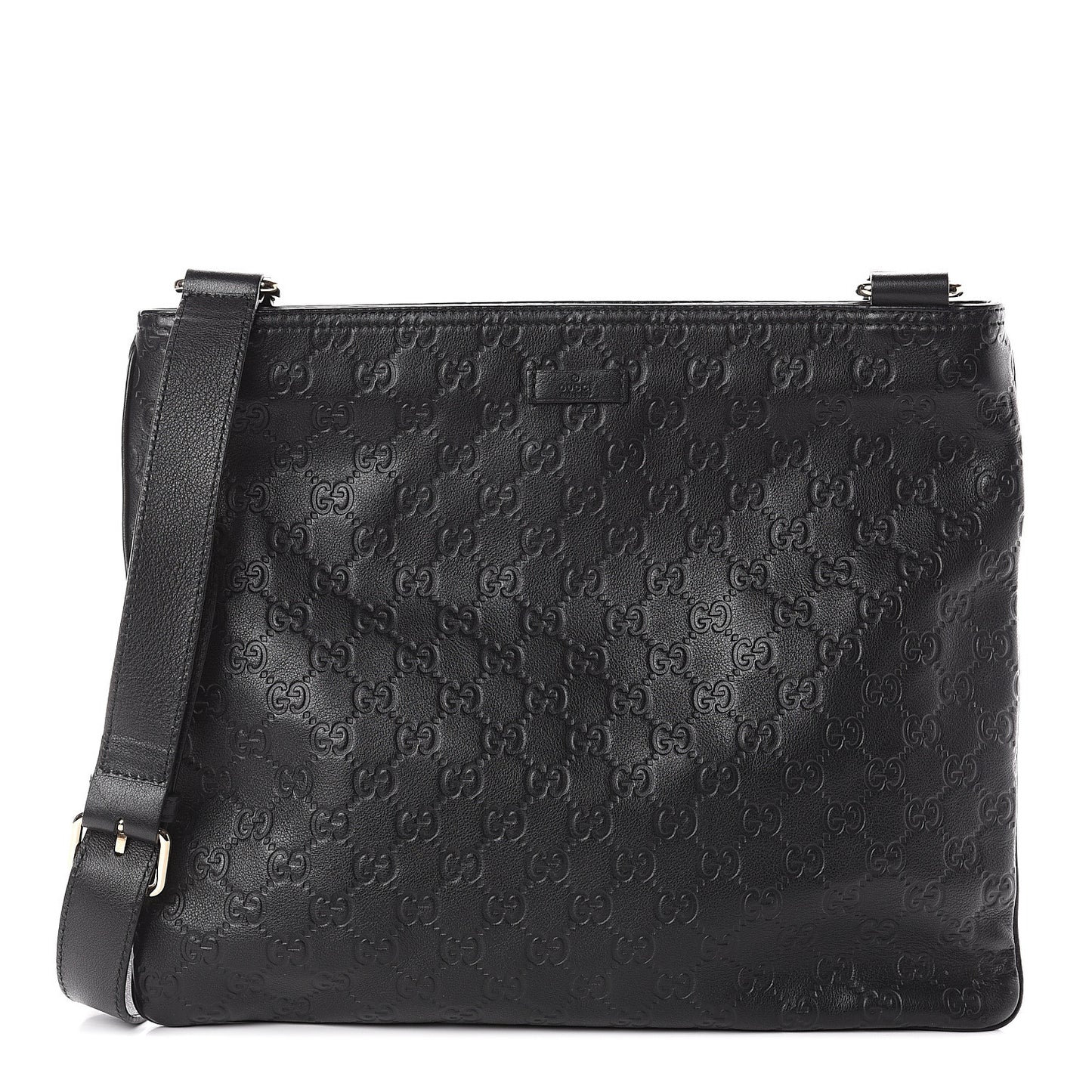 Guccissima Medium Flat Messenger Bag Black
