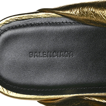 Balenciaga Metallic Lambskin Drapy Slide Sandals 37.5 Gold 7 of 9