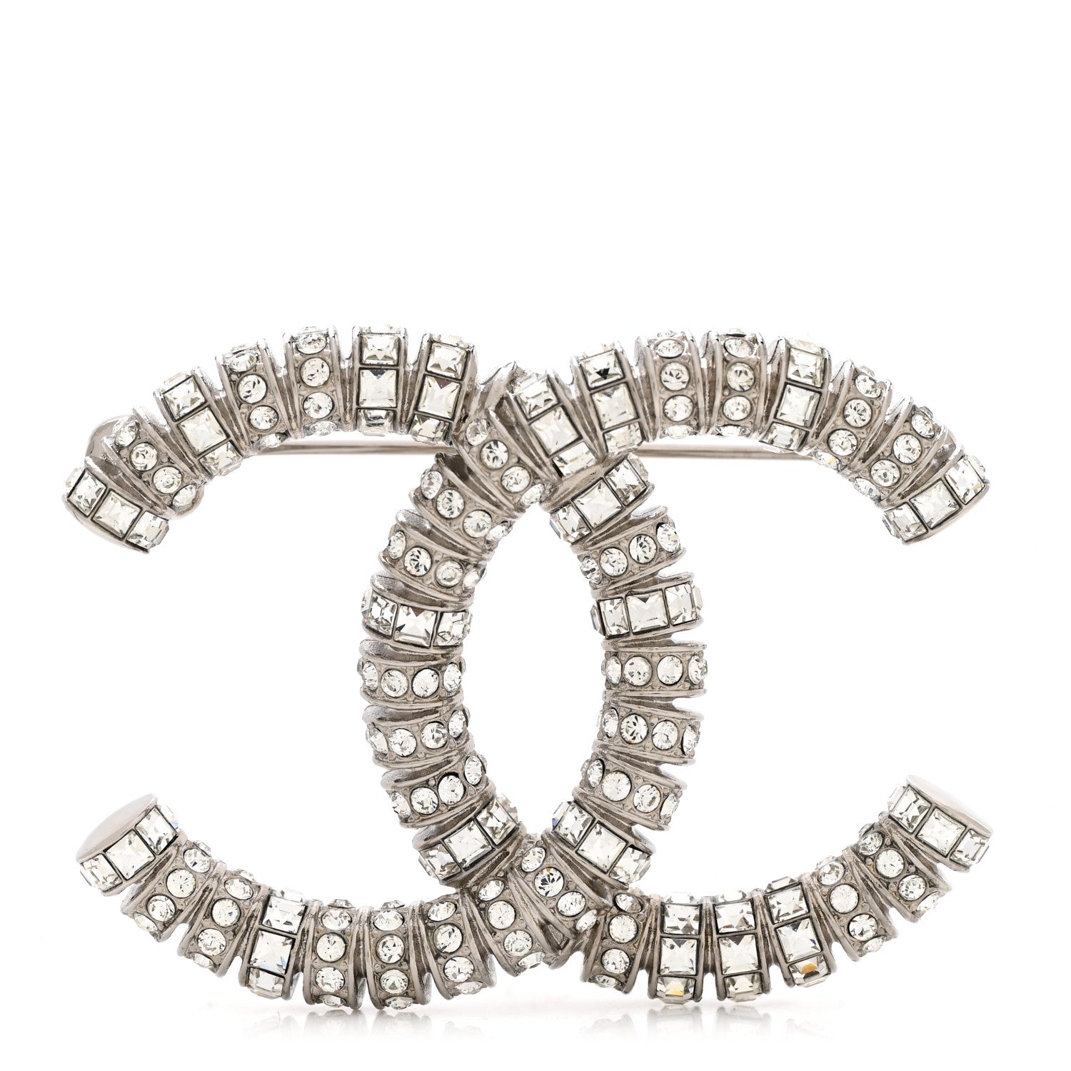 Chanel Crystal CC Brooch Silver 1 of 5