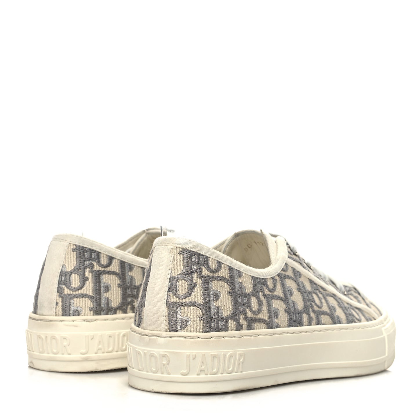 Canvas Oblique Walk'N'Dior Low Top Sneakers 38.5 Grey Stone