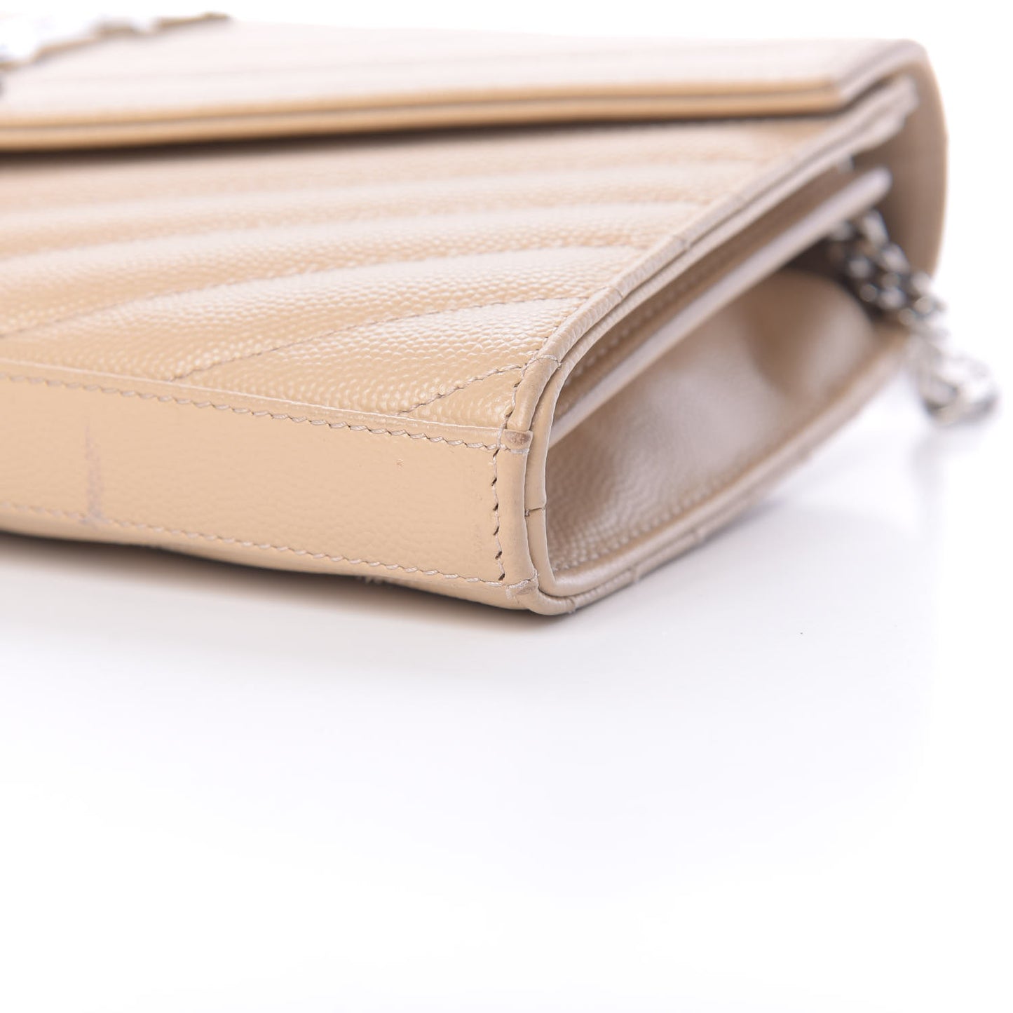 Grain De Poudre Matelasse Chevron Monogram Chain Wallet Nude Powder