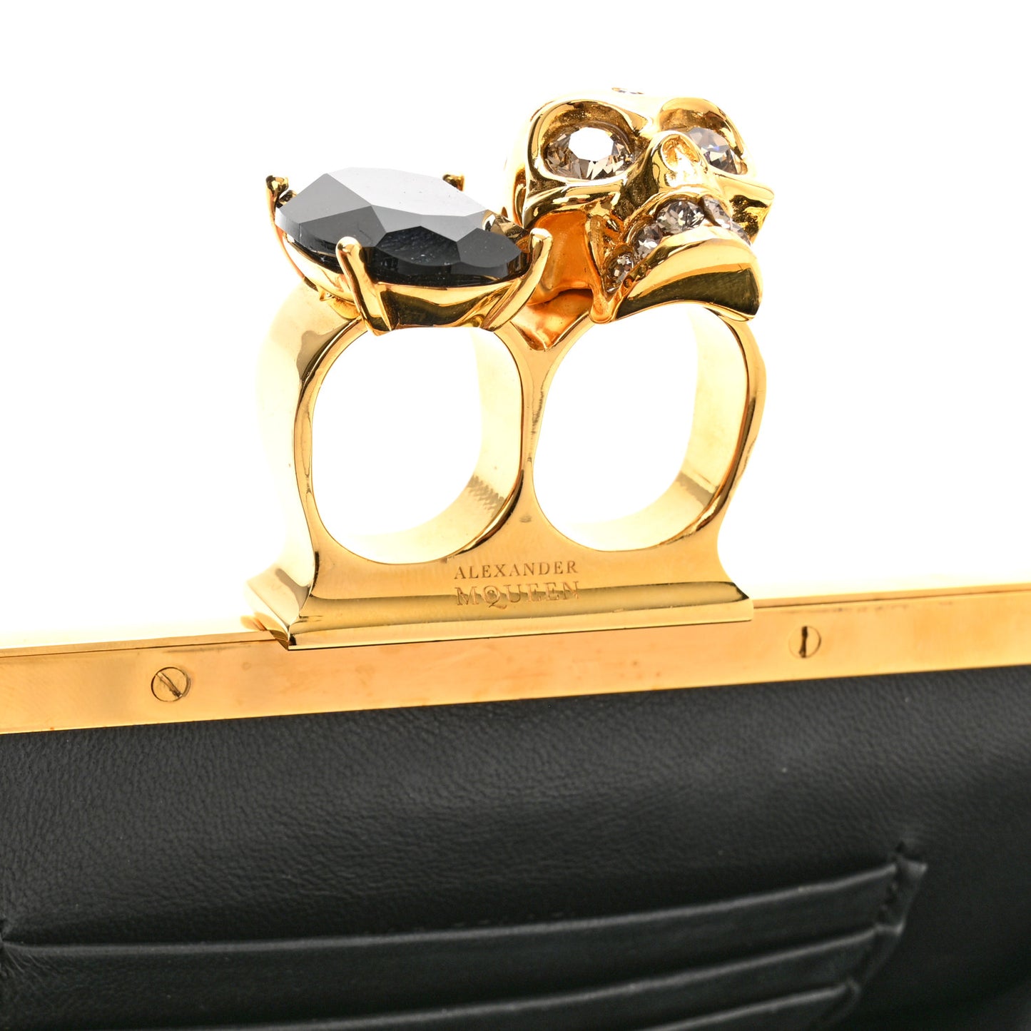 Nappa Skull Knuckle Wallet On Chain Black
