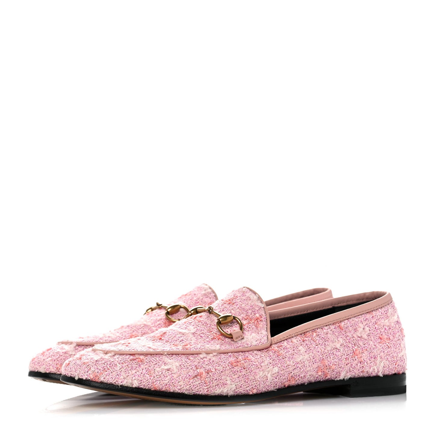 Wool Tweed Horsebit Womens Jordaan Loafers 38.5 Pink White Perfect Pink