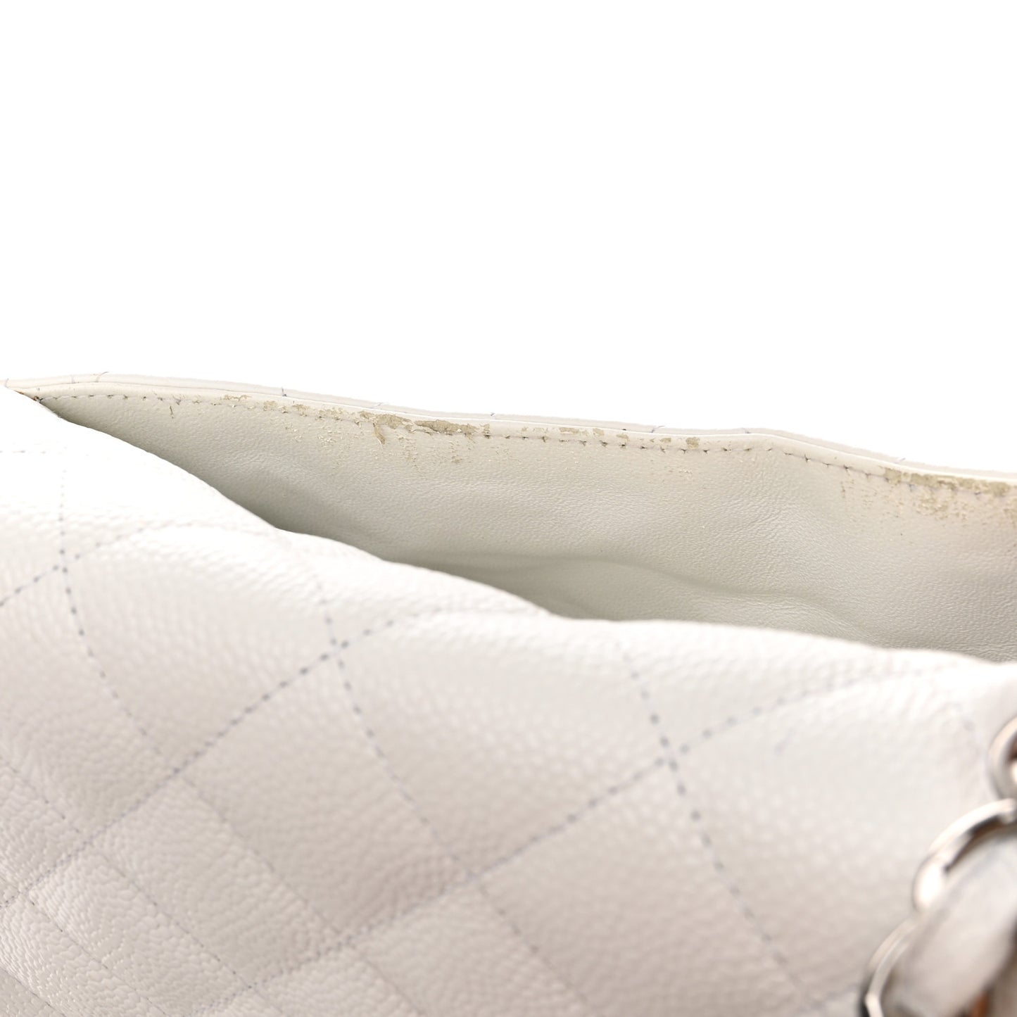 Caviar Quilted Jumbo Single Flap White