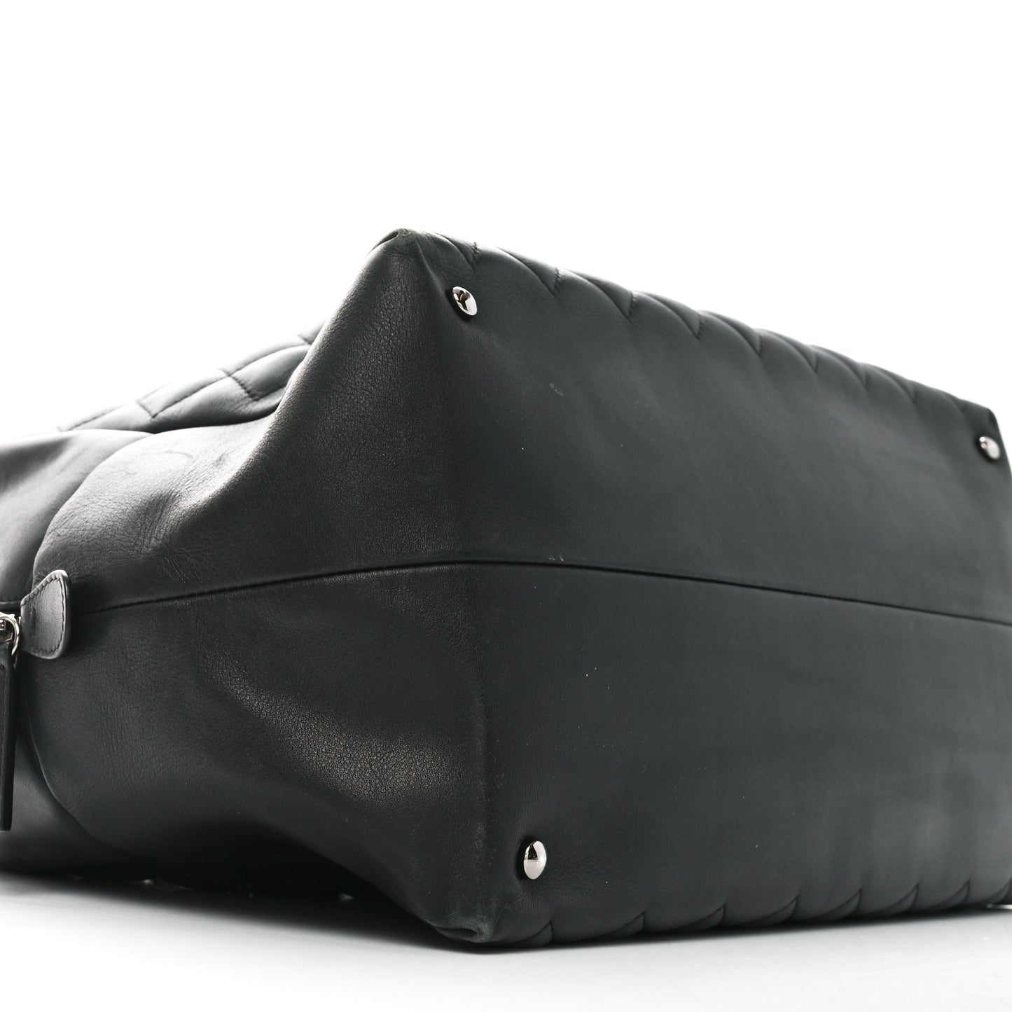 Calfskin Quilted Feather Weight Bowling Bag Black
