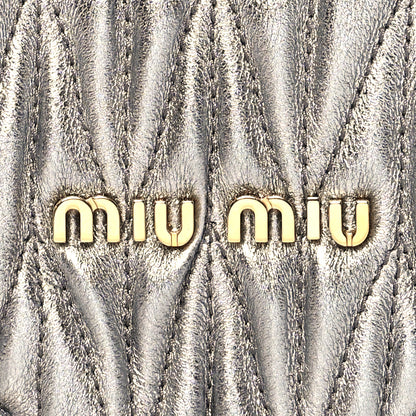 Miu Miu Metallic Nappa Matelasse Heart Wristlet Pouch Cromo 6 of 8