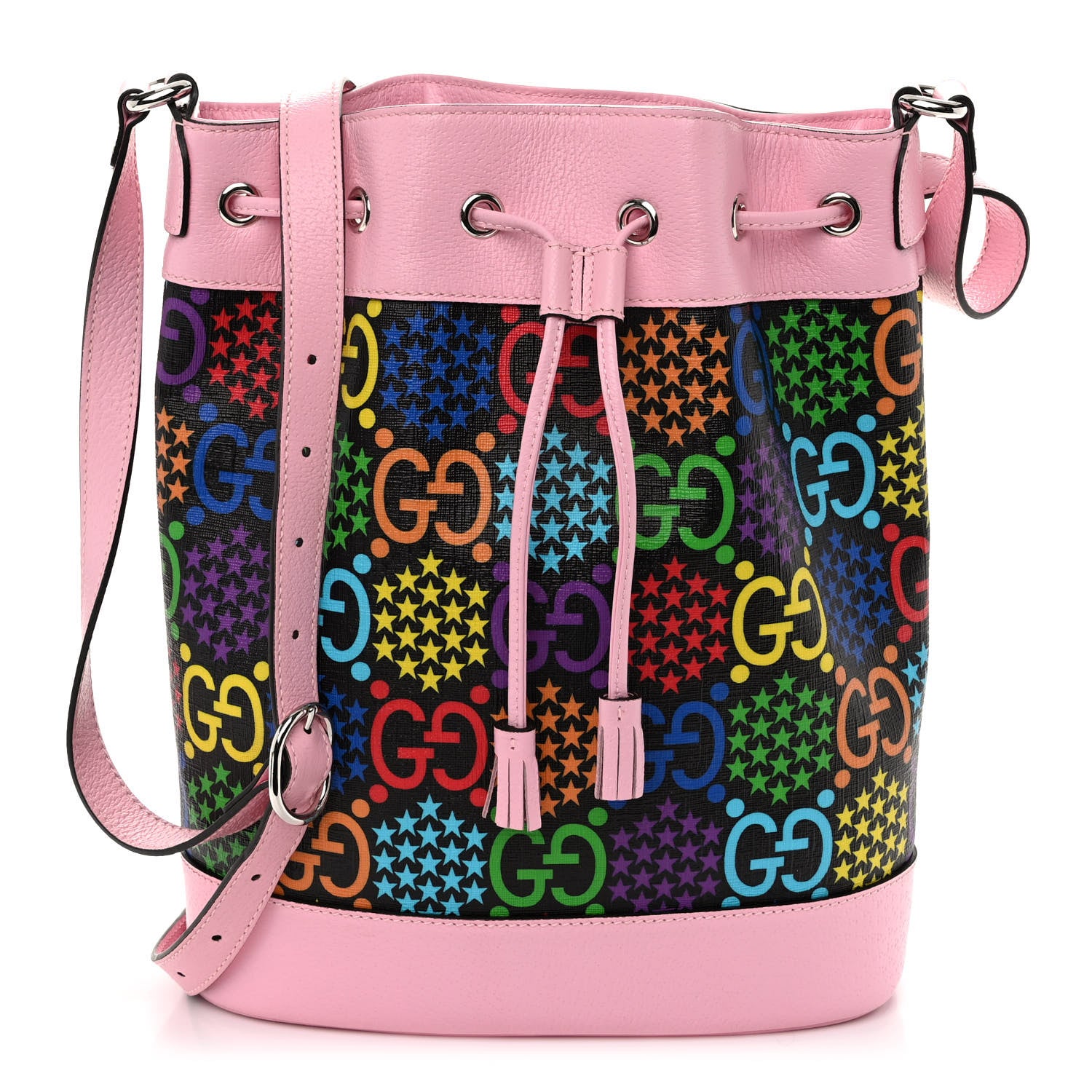Gucci GG Supreme Monogram Psychedelic Bucket Bag Black Multicolor Sugar Pink 1 of 9