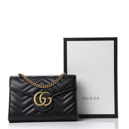 Gucci Calfskin Matelasse GG Marmont Chain Wallet Black 11 of 11