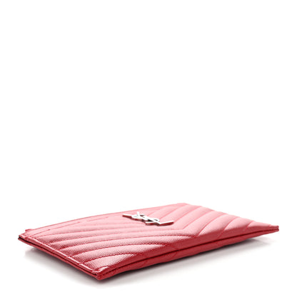 Saint Laurent Grain De Poudre Chevron Monogram Bill Pouch Rouge Eros 4 of 9