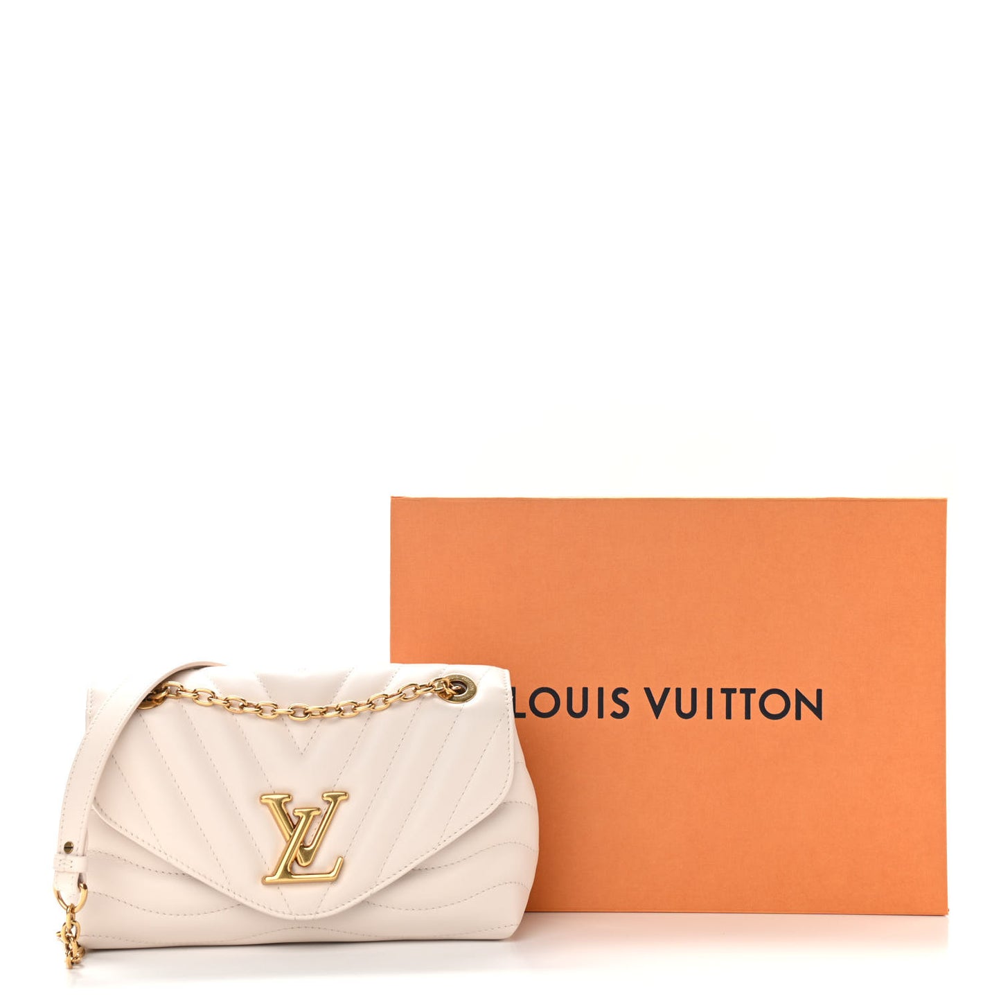 Calfskin LV New Wave Chain Bag Ivory