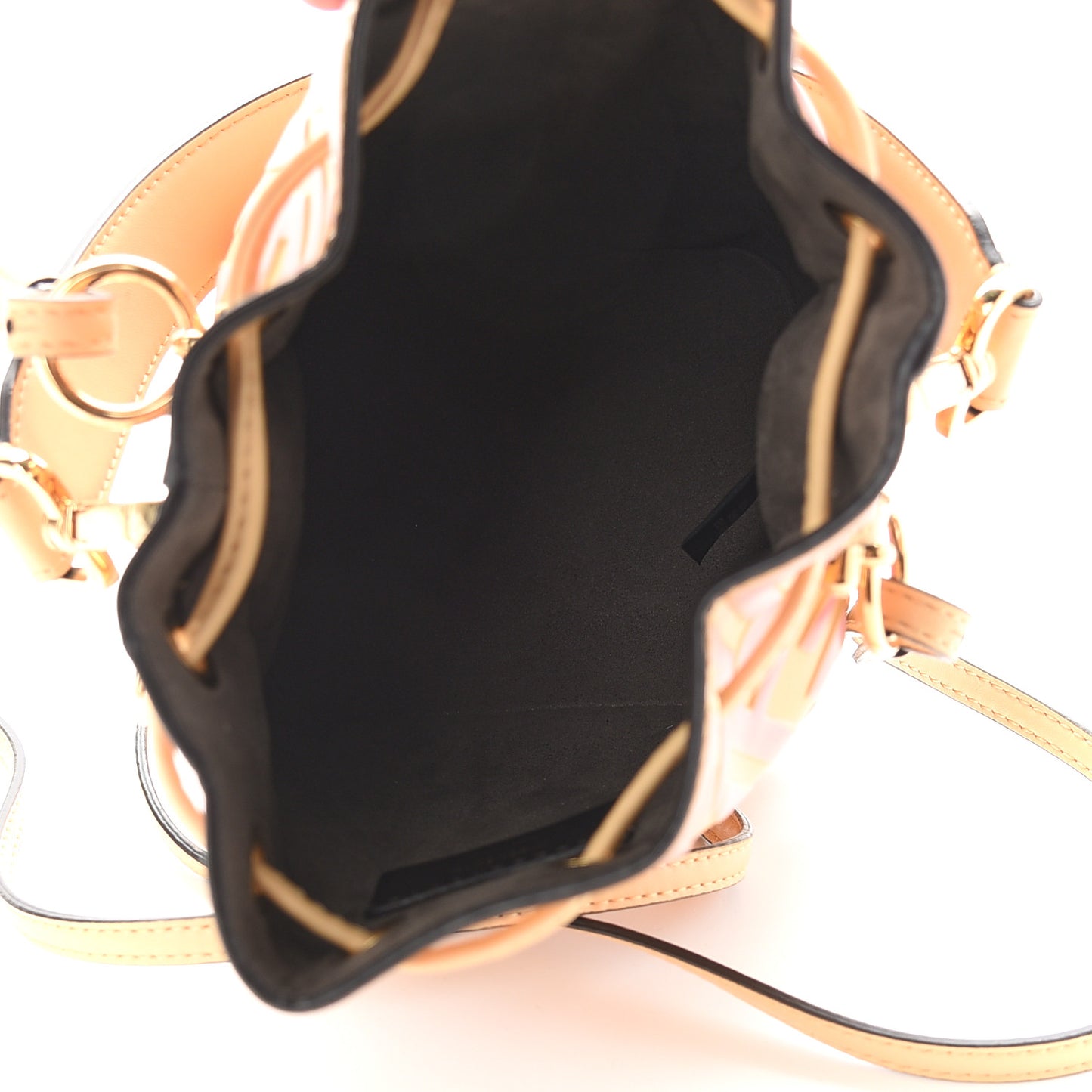 Vitello Liberty F is Fendi Bi-Color FF 1974 Embossed Mini Mon Tresor Bucket Bag Savana Lollypop
