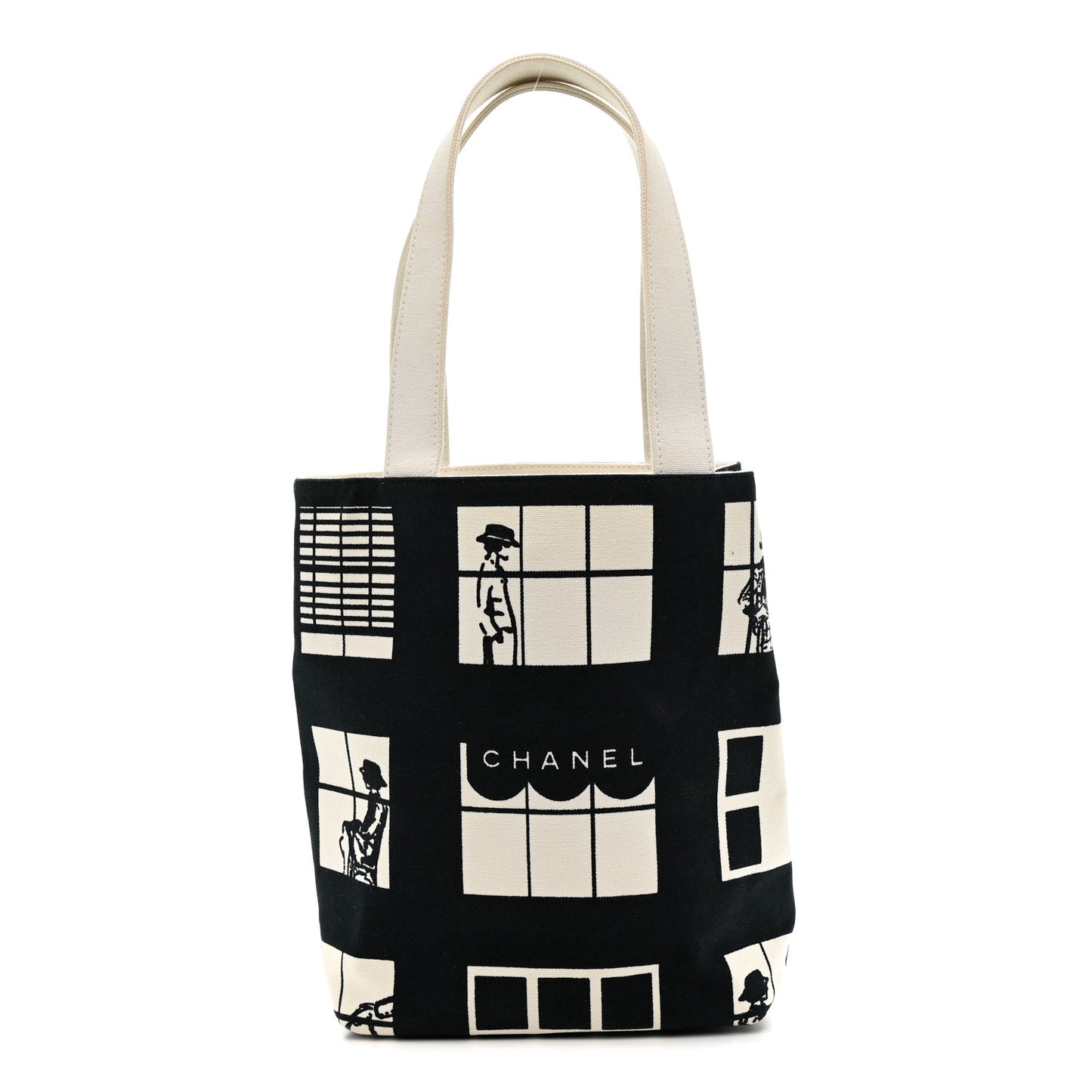 Canvas Small Coco Window Tote Black White