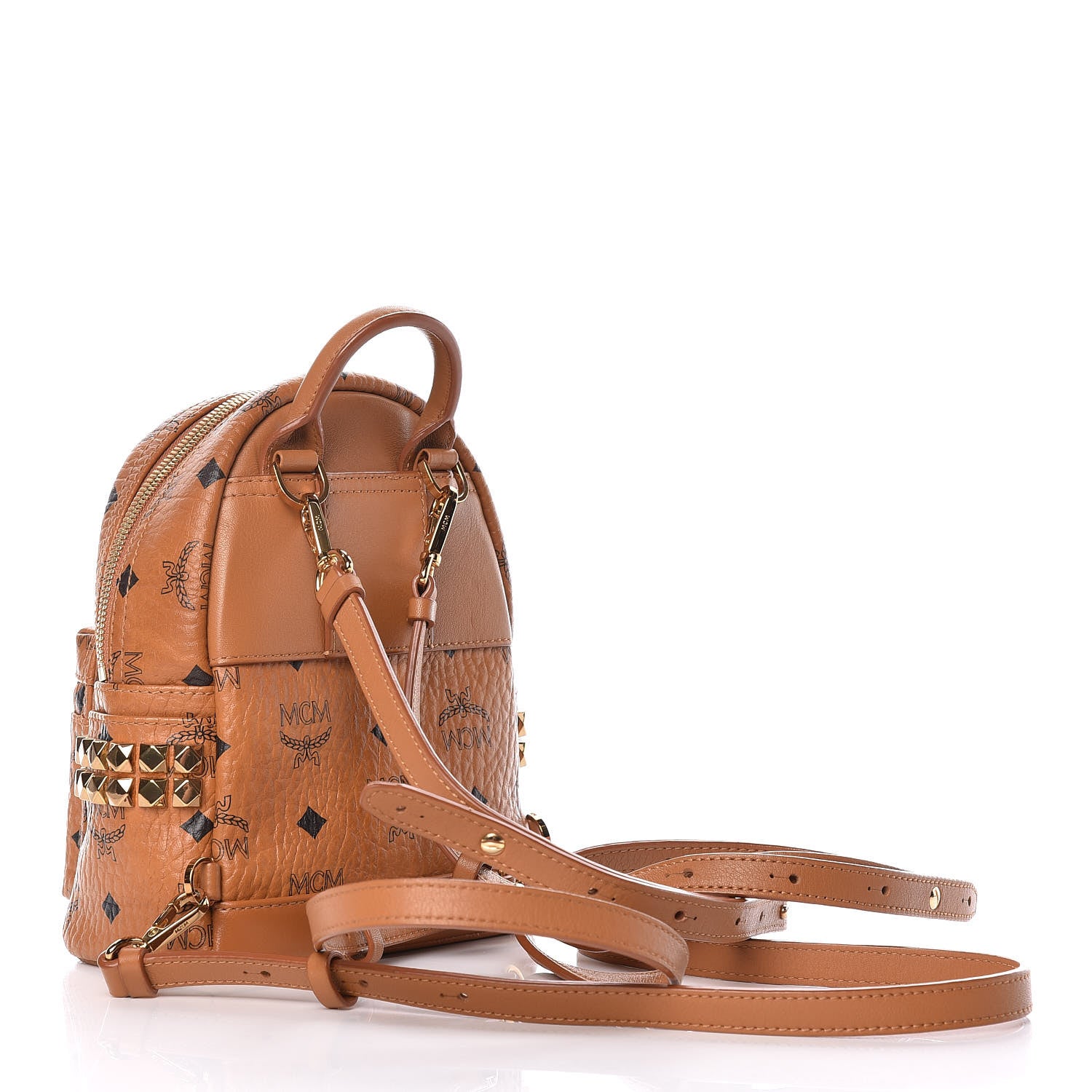 MCM Visetos Side Stud X-Mini Stark Backpack Cognac 3 of 11