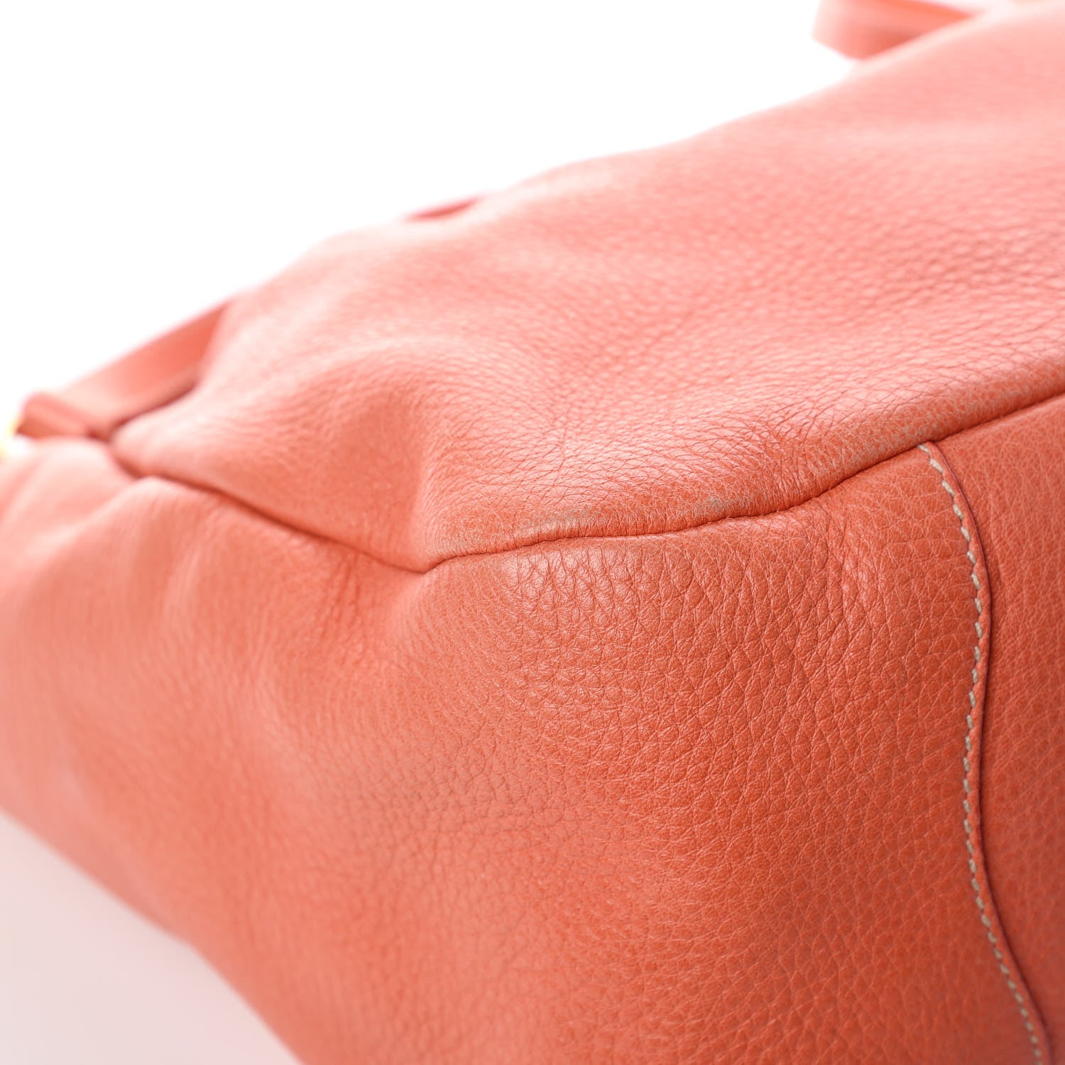 Prada Cervo Deerskin Pleats Tote Corallo 11 of 18