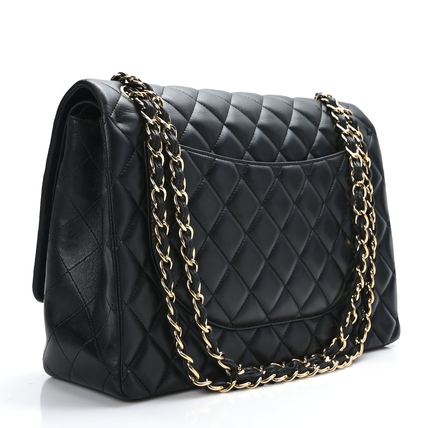 Lambskin Quilted Maxi Double Flap Black